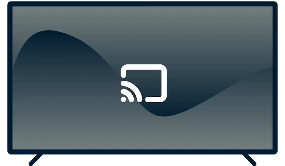 Logo Chromecast sur une TV.